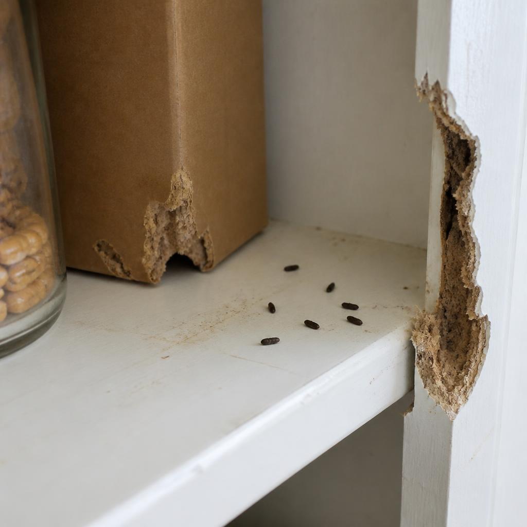 Droppings and damage caused by rodents